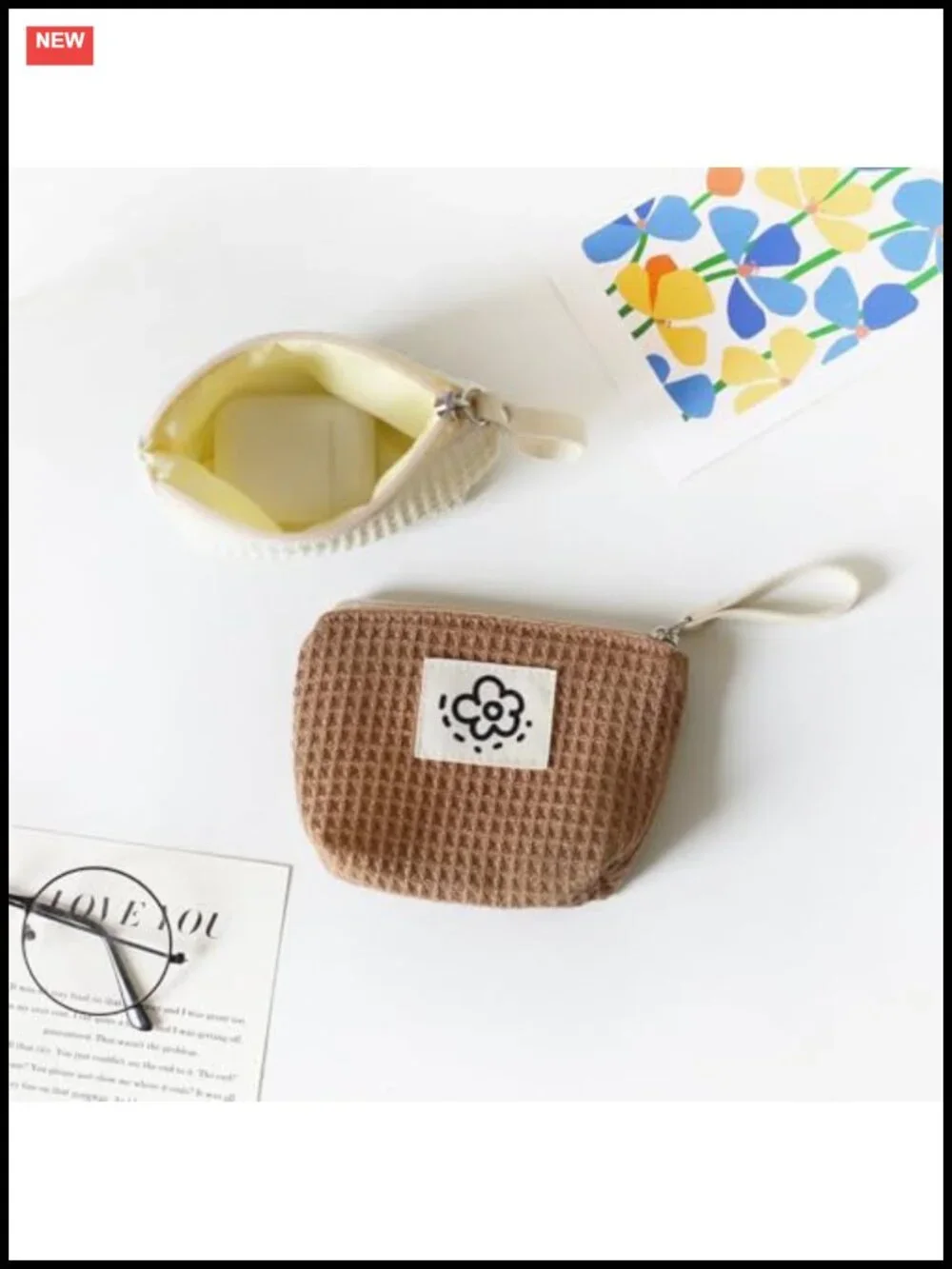 Adorable Cotton Travel Cosmetic Pouch Makeup Bag Organizer for Women and Girls